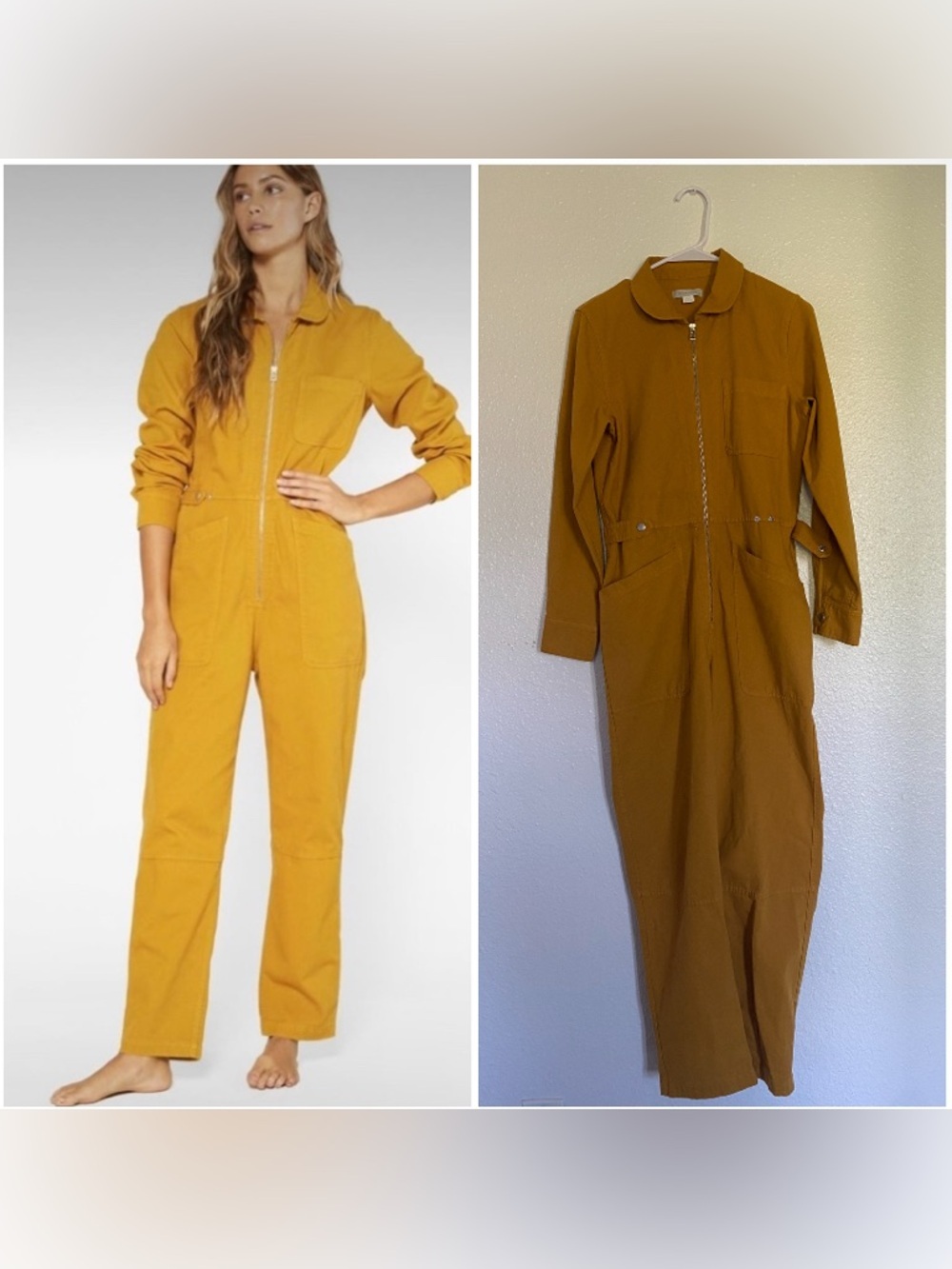 Outerknown Women's Mustard Yellow Zip-Front Utility Depot Jumpsuit
